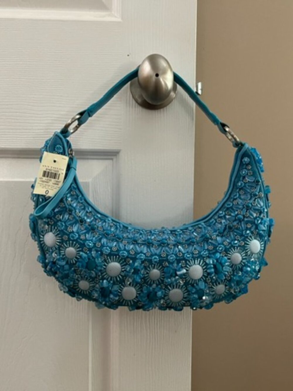 Ann Taylor Turquoise Beaded Handbag